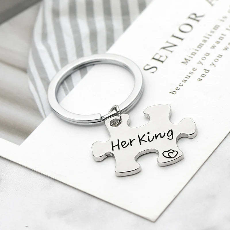 For Love - Her King And His Queen Couple Keychain-37bracelet