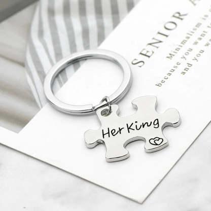 For Love - Her King And His Queen Couple Keychain-37bracelet