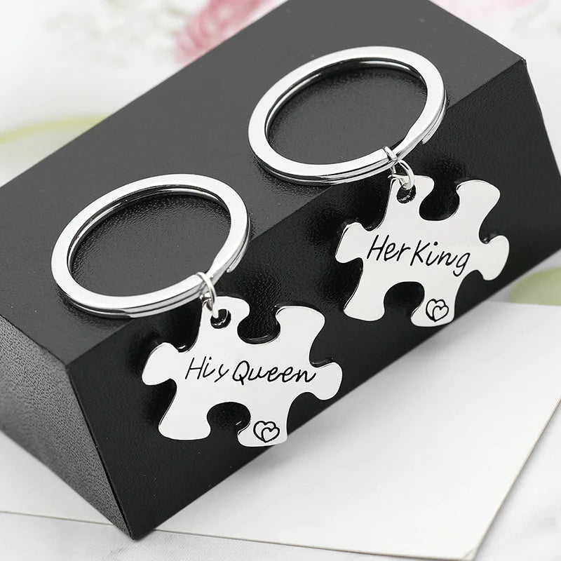 For Love - Her King And His Queen Couple Keychain-37bracelet