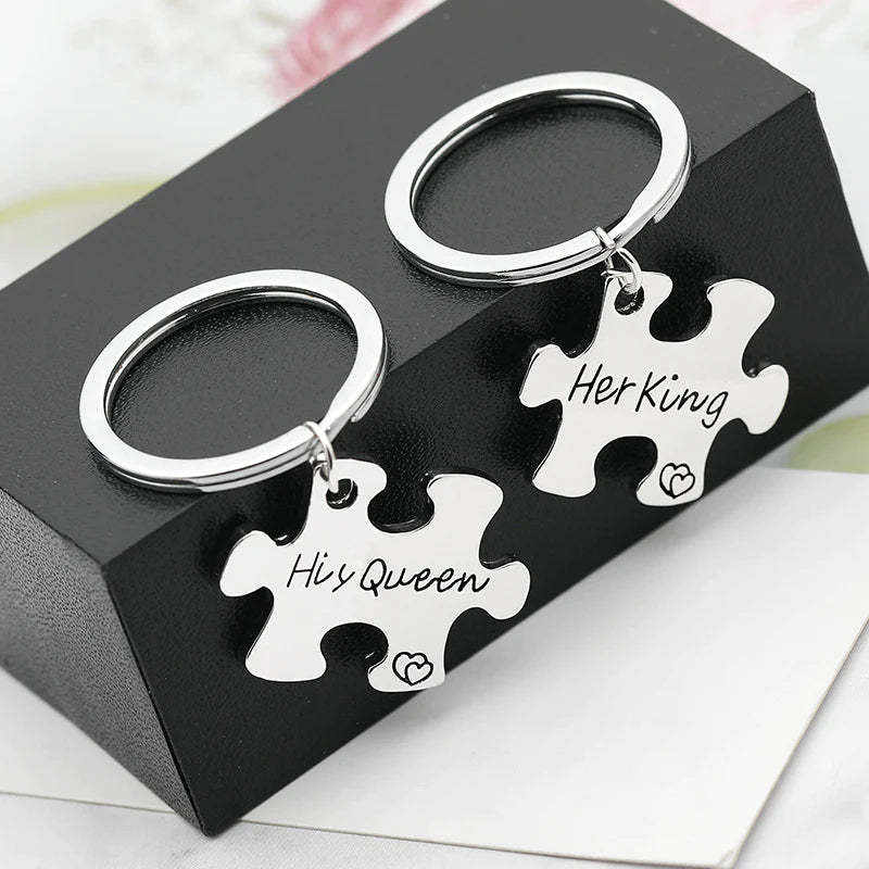 For Love - Her King And His Queen Couple Keychain-37bracelet