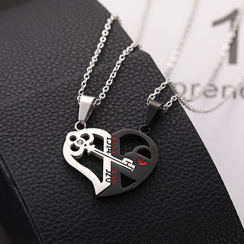 For Love - You Hold My Key Heart Couple Necklaces