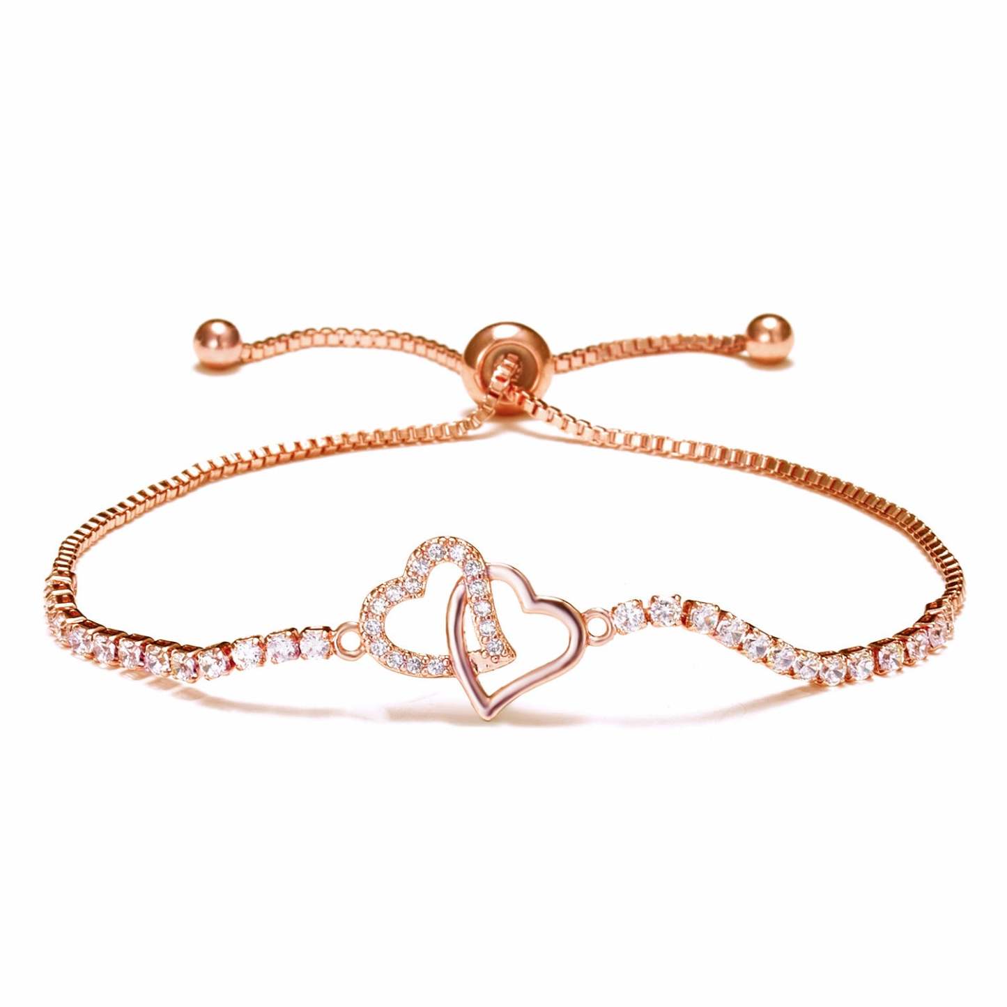 For Daughter - We Will Always Be Connected Double Heart Tennis Bracelet-37bracelet