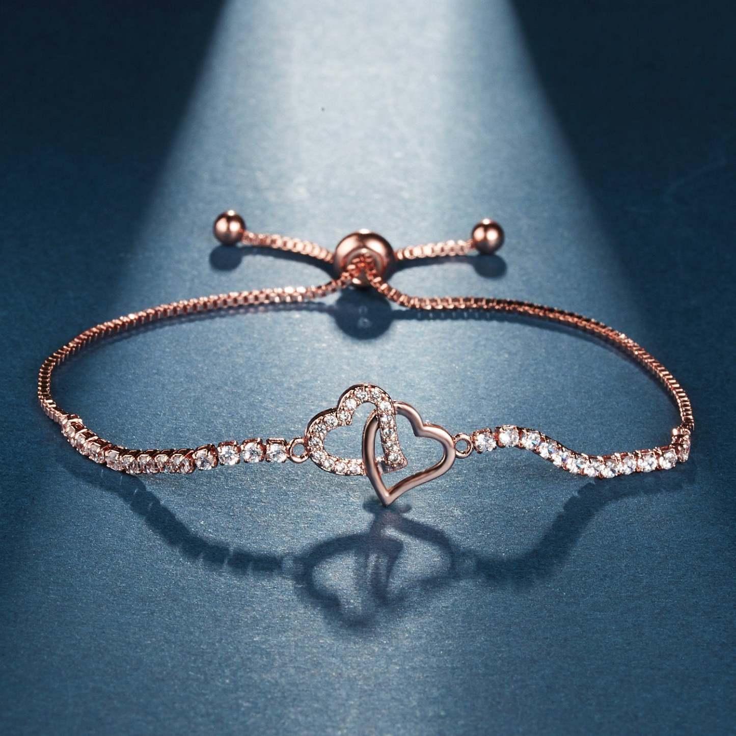 For Daughter - We Will Always Be Connected Double Heart Tennis Bracelet-37bracelet