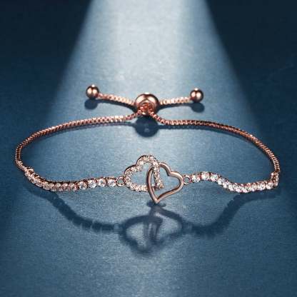 For Daughter - We Will Always Be Connected Double Heart Tennis Bracelet-37bracelet