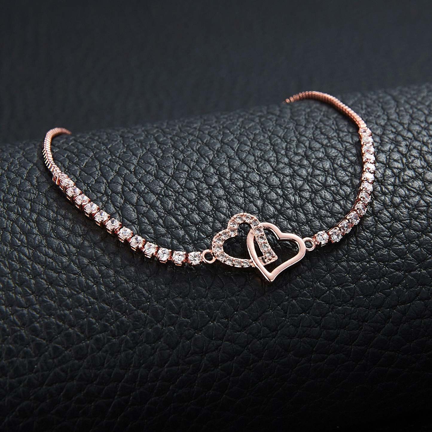 For Daughter - We Will Always Be Connected Double Heart Tennis Bracelet-37bracelet