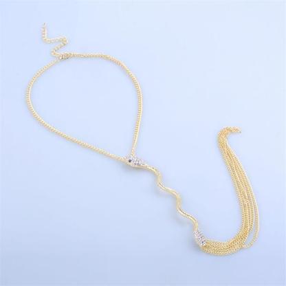 1pc Snake Fringe Layered Chain Necklace-37bracelet