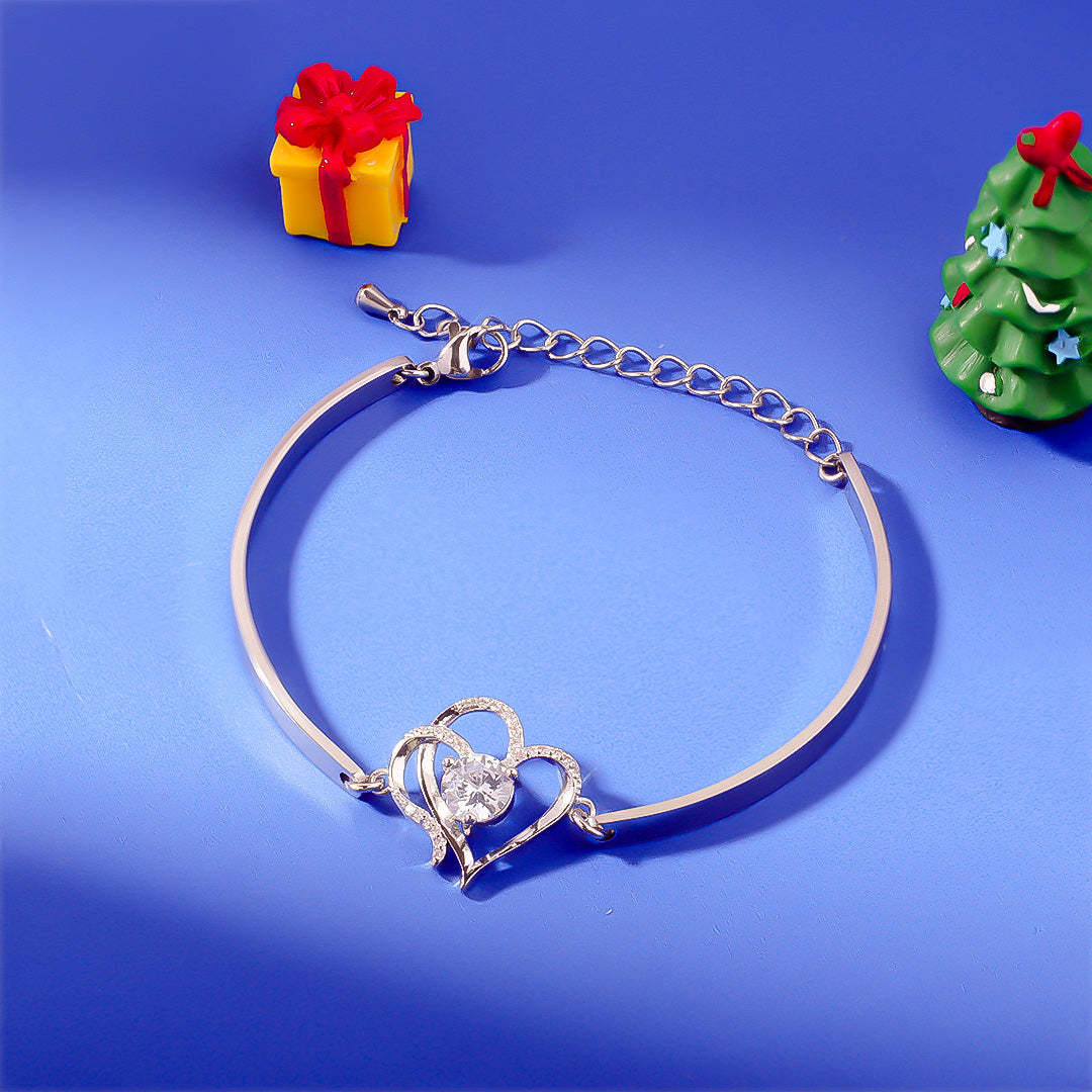 For Love - To My Smokin' Hot Soulmate Double Heart Diamond Bracelet