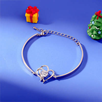 For Love - To My Smokin' Hot Soulmate Double Heart Diamond Bracelet