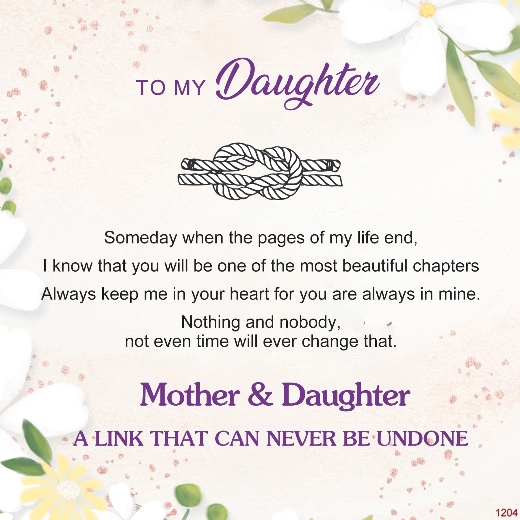For Daughter - Mother And Daughter A link That Can Never Be Undone Peach Blossom Knot Bracelet