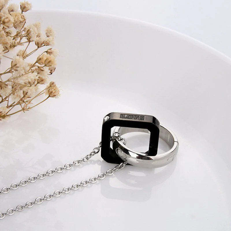 For Love - Circle & Square Linked Together Necklace-37bracelet