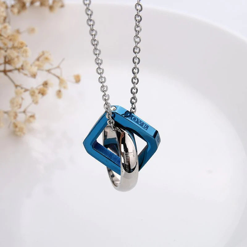 For Love - Circle & Square Linked Together Necklace-37bracelet