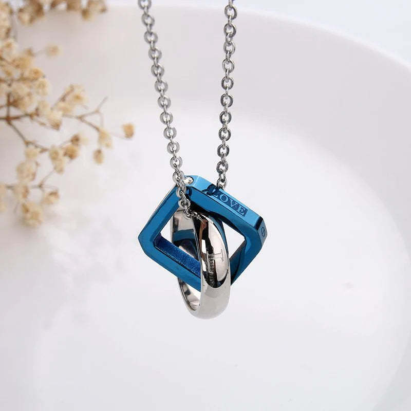 For Love - Circle & Square Linked Together Necklace-37bracelet