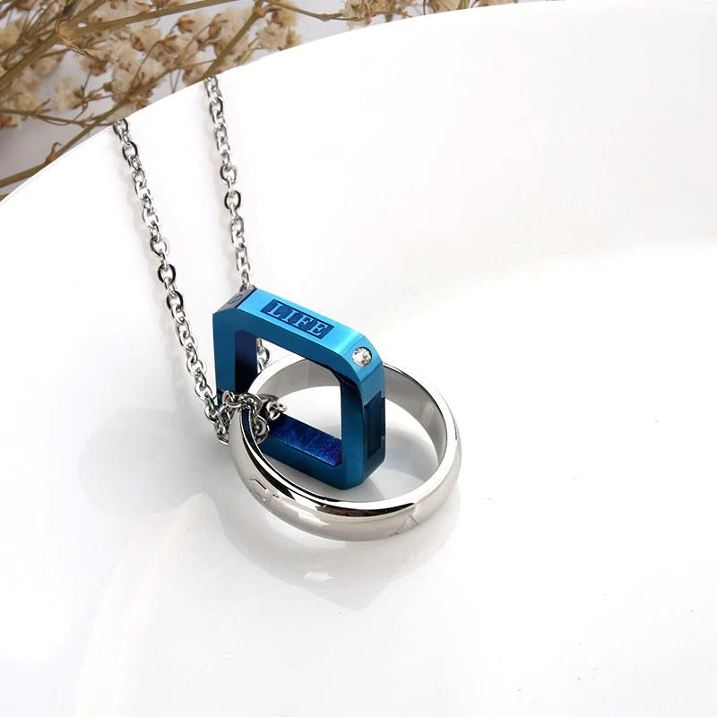 For Love - Circle & Square Linked Together Necklace-37bracelet