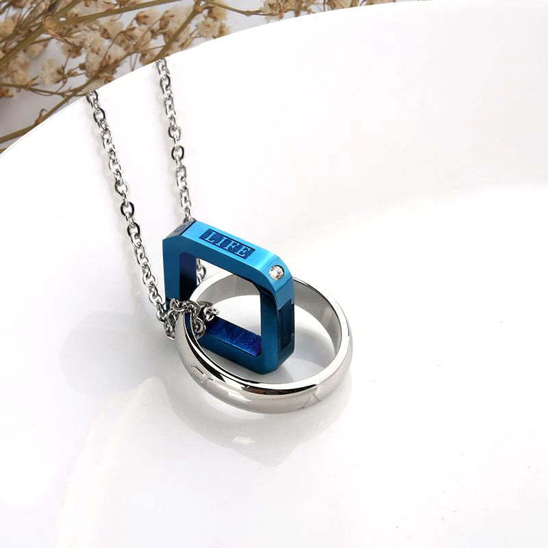 For Love - Circle & Square Linked Together Necklace-37bracelet