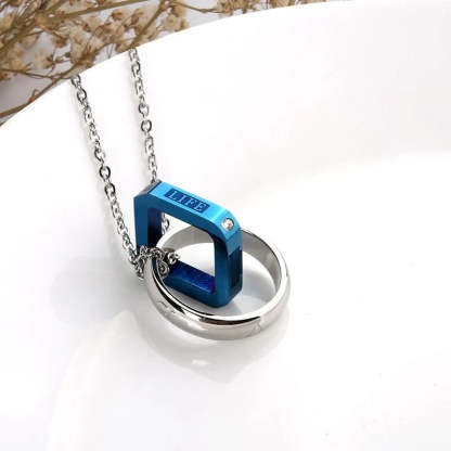 For Love - Circle & Square Linked Together Necklace-37bracelet