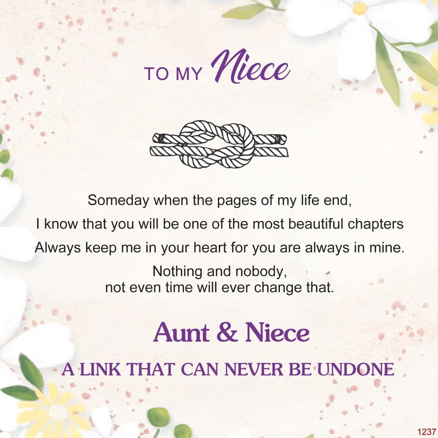 For Niece - Aunt and Niece A link that can never be undone Peach Blossom Knot Bracelet