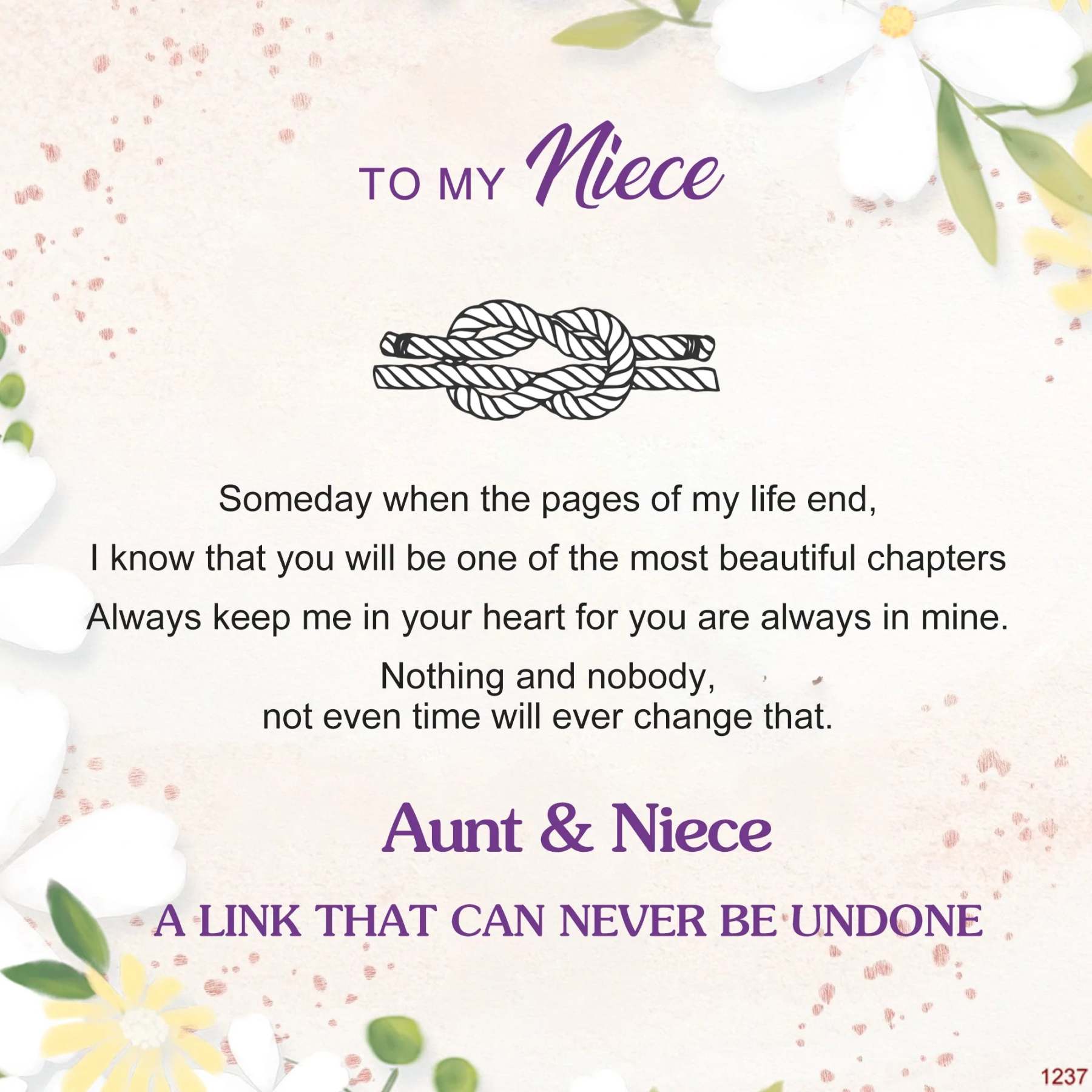 For Niece - Aunt and Niece A link that can never be undone Peach Blossom Knot Bracelet