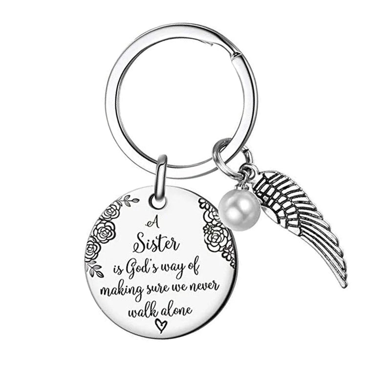 For Sister - A Sister Is God's Way Of Making Sure We Never Walk Alone Keychain