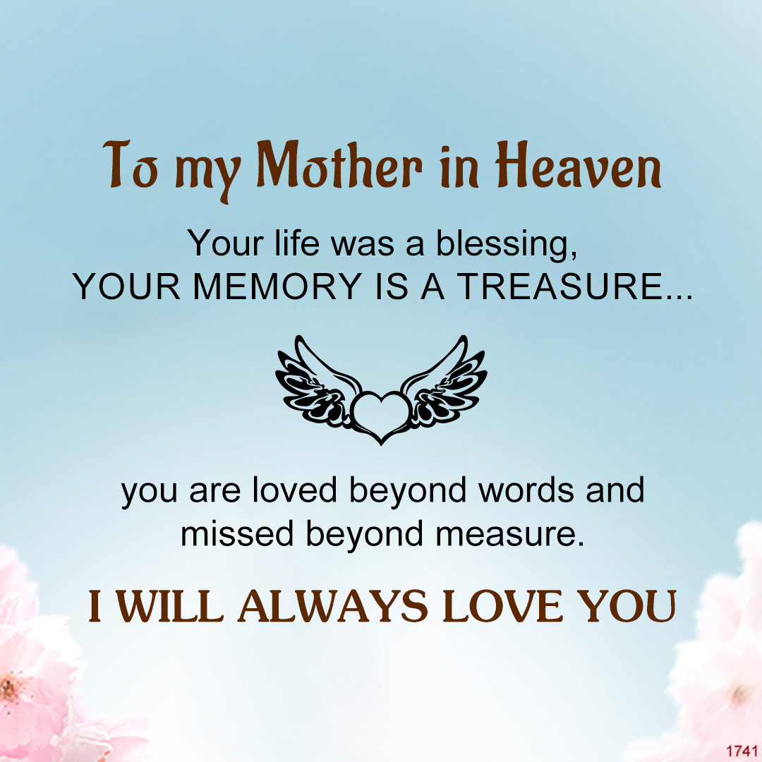 For Memorial - To My Mother In Heaven Heart Wings Stacked Custom Ring