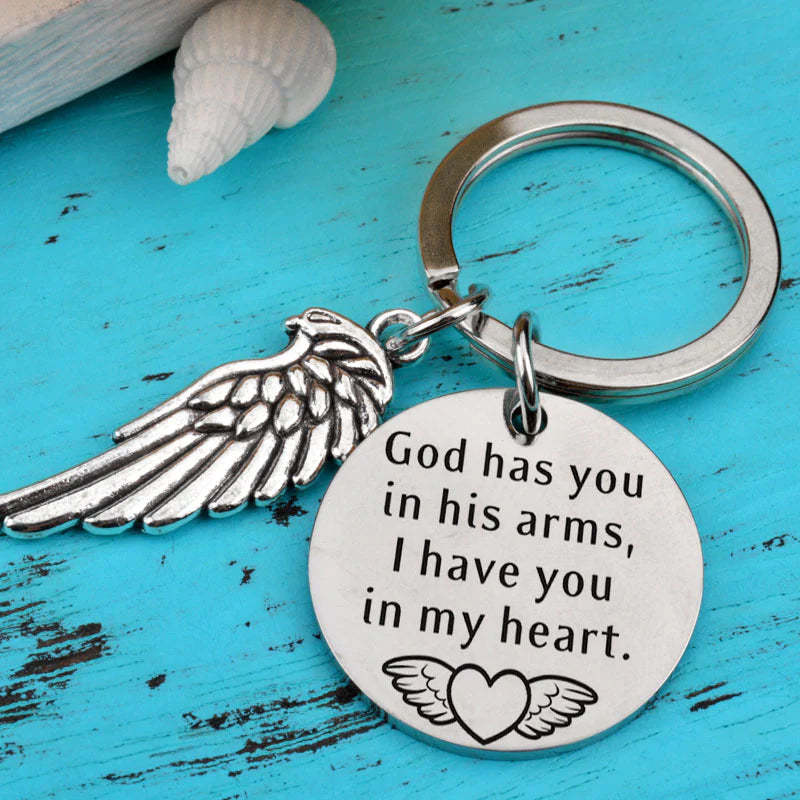 God Has You In His Arms, I Have You In My Heart Keychain