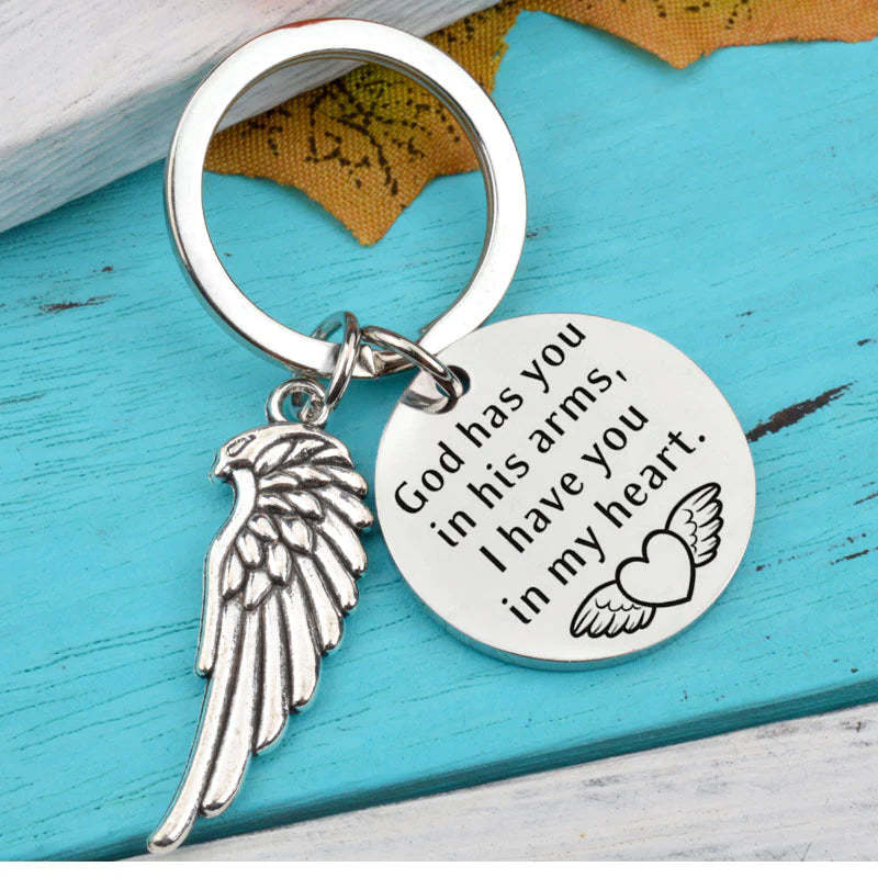 God Has You In His Arms, I Have You In My Heart Keychain