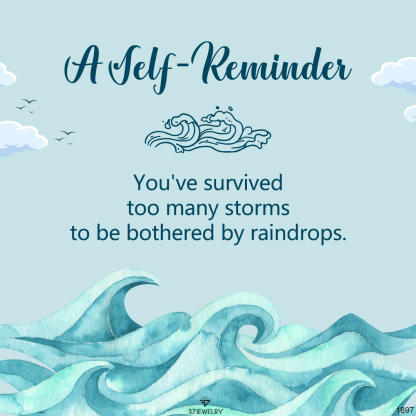 For Self -  You’ve Survived Too Many Storms To Be Bothered By Raindrops Engraved Wave Ring