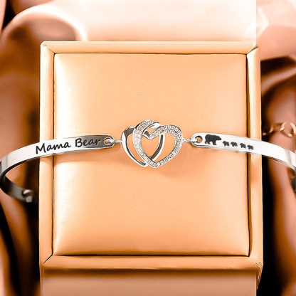 For Mother - Happy Mother's Day Double Heart Mama Bear Bracelet
