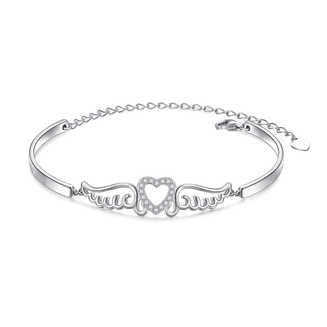 For Memorial - To My Mother In Heaven Angel Wings Bracelet