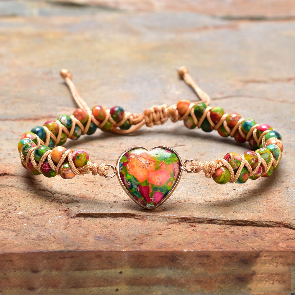For Granddaughter - Always Keep Me In Your Heart Jasper Heart Bracelet