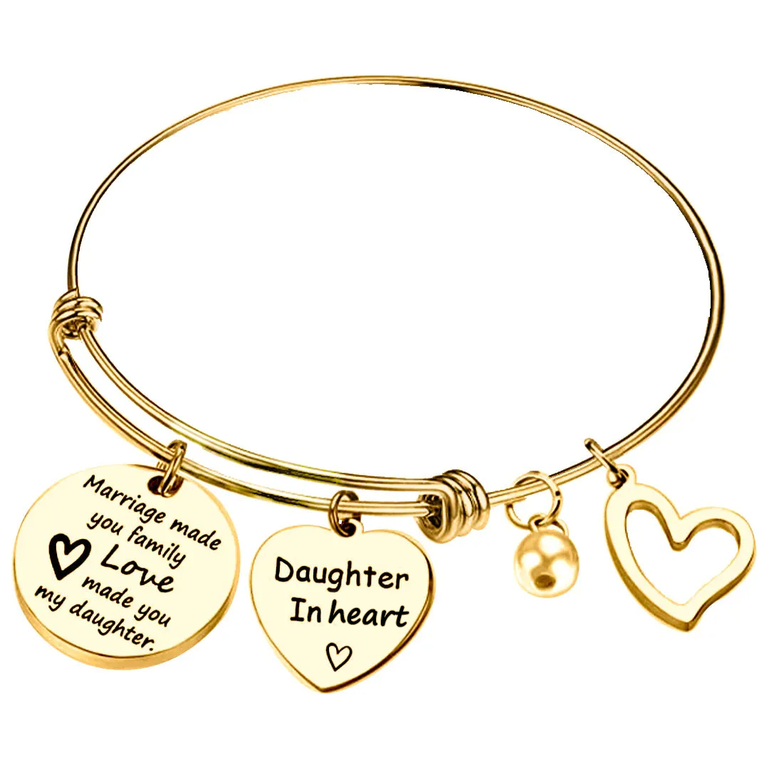For Daughter-in-law - Marriage Made You Family Love Made You My Daughter Bangle Bracelet-37bracelet