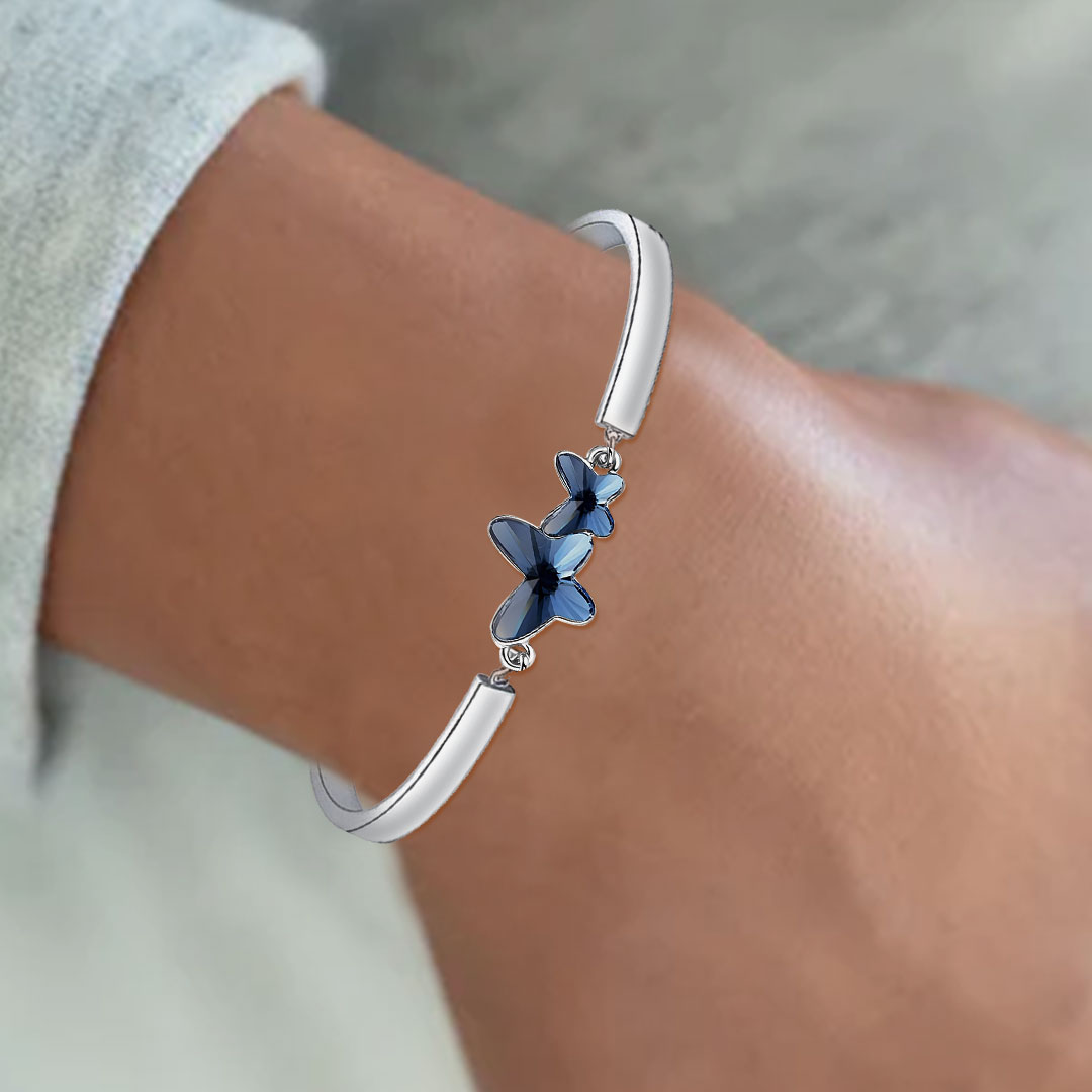 For Daughter - Happy Graduation We Always Believe In You Blue Butterfly Crystal Bracelet