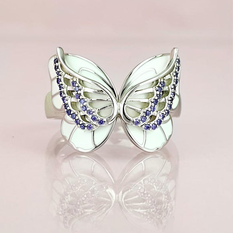 All You Have To Do Is Fly Purple Diamond Double Butterfly Ring