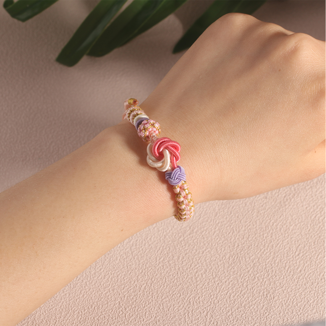 For Daughter - Mother And Daughter A link That Can Never Be Undone Peach Blossom Knot Bracelet