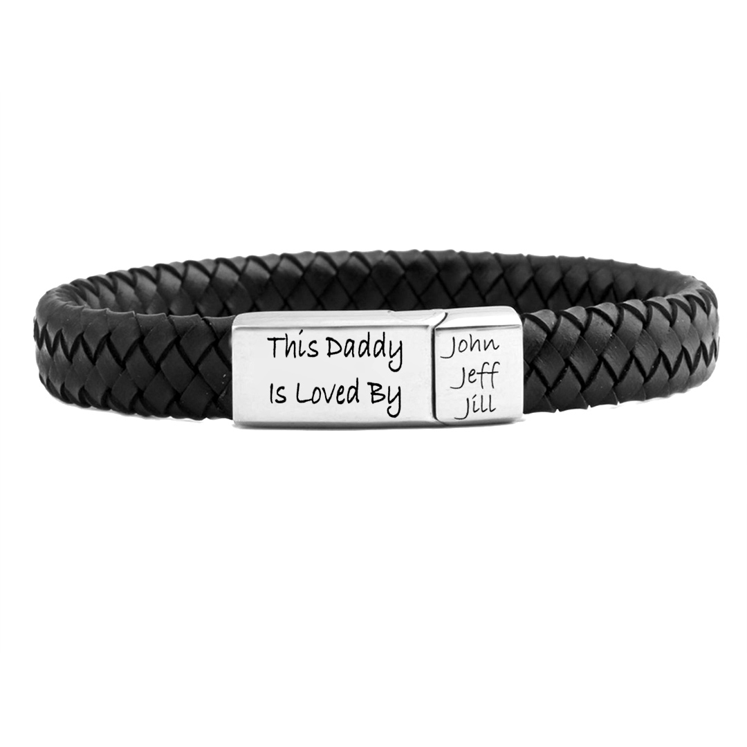 For Father - Specialized With Kids' Names Leather Braided Bracelet