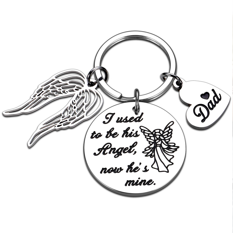 For Memorial - Dad I Miss You Angel Wing Keychain
