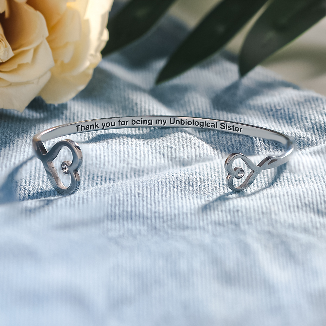 For Friend - Thank You For Being My Unbiological Sister Double Heart Bracelet
