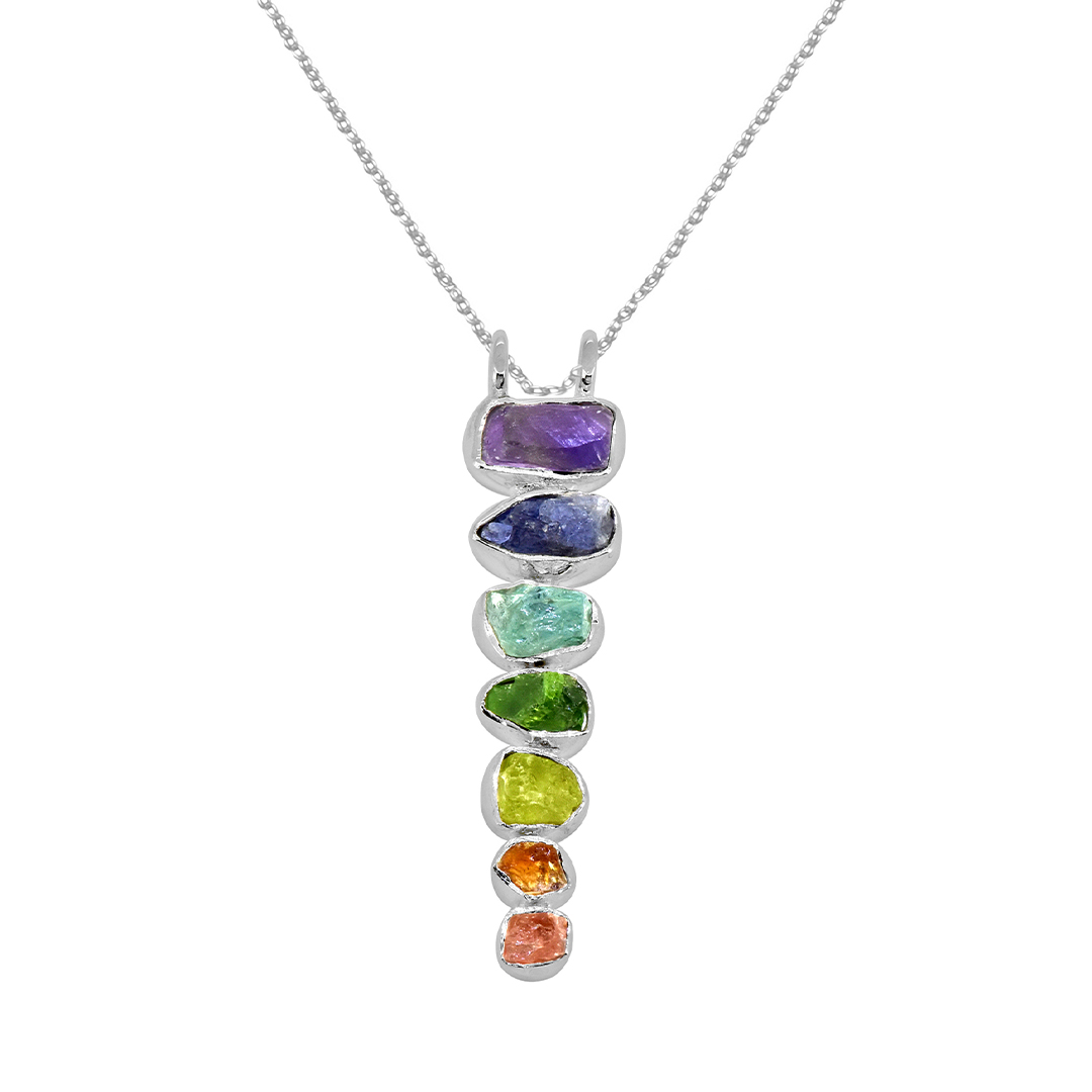Silver Breathe in Breathe out Move on Crystal Necklace