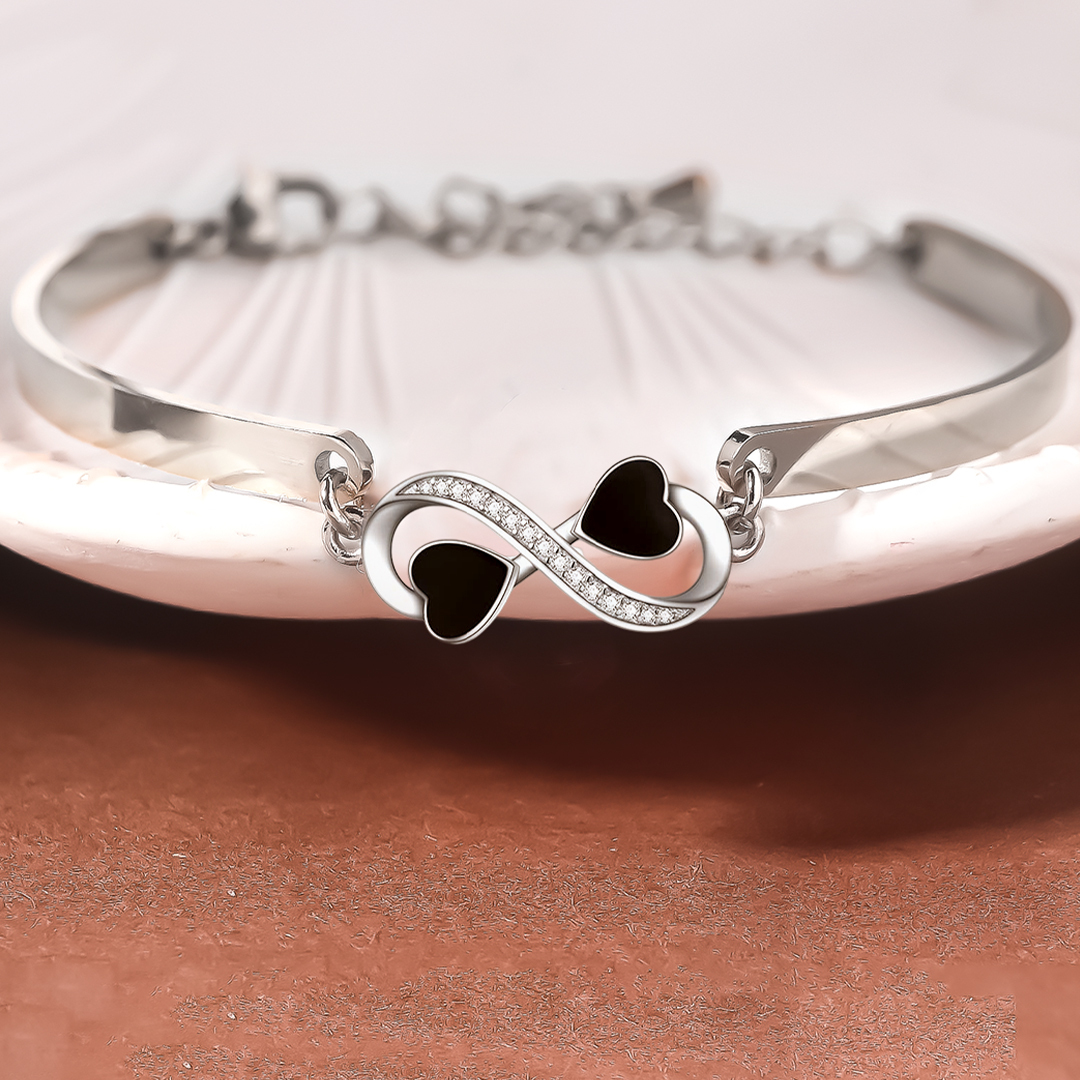 For Friend - I Love You Black Heart Bracelet