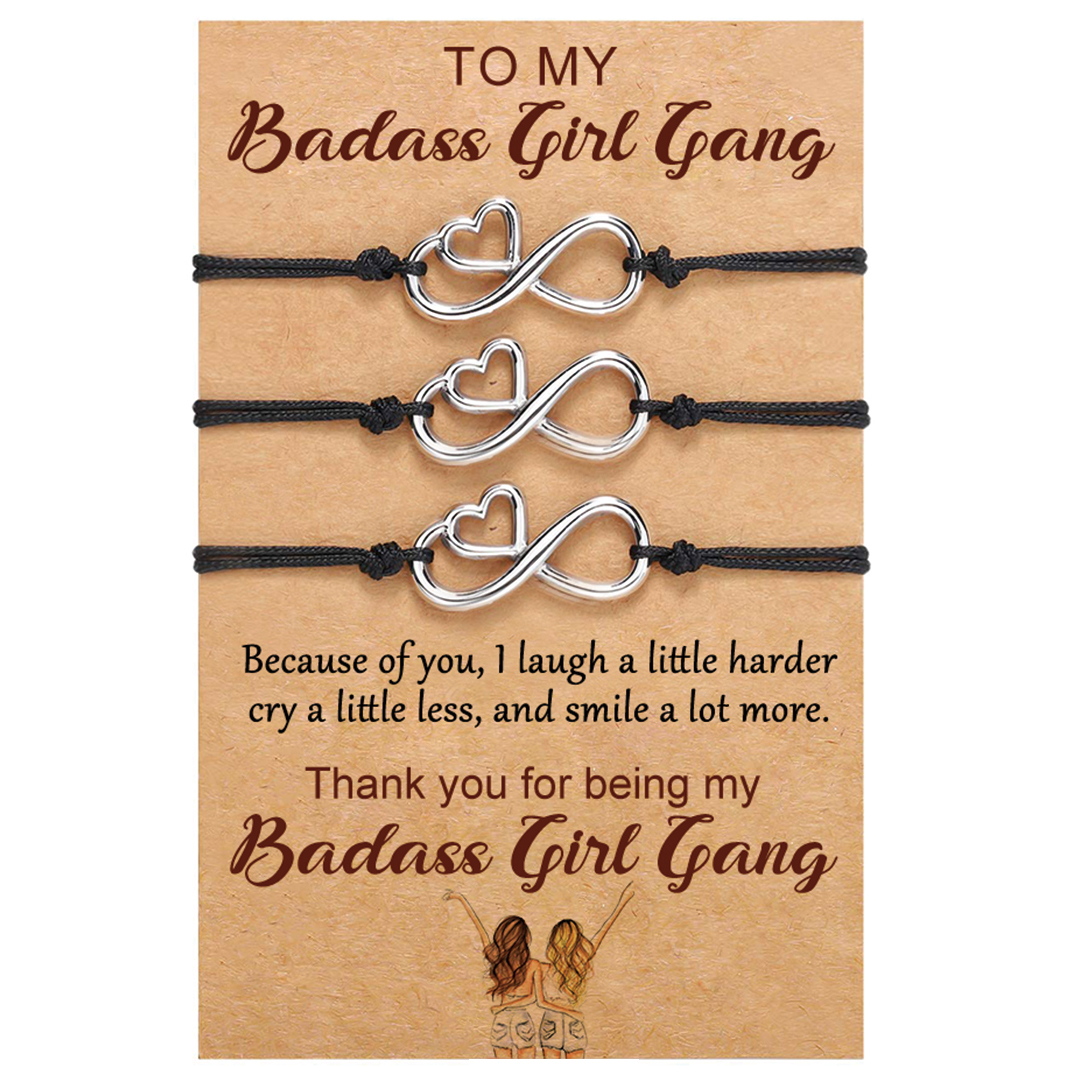 For Friend - Thank You For Being My Badass Girl Gang Infinity Heart Beat Bracelet