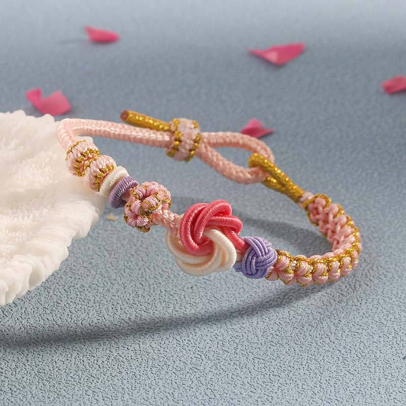 For Daughter - Mother And Daughter A link That Can Never Be Undone Peach Blossom Knot Bracelet