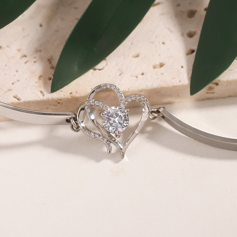 For Daughter - I Will Always Carry You In My Heart Double Heart Bracelet-37bracelet