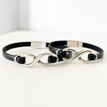 For Love -  I Love You Until Infinity Runs Out Leather Braided Bracelet