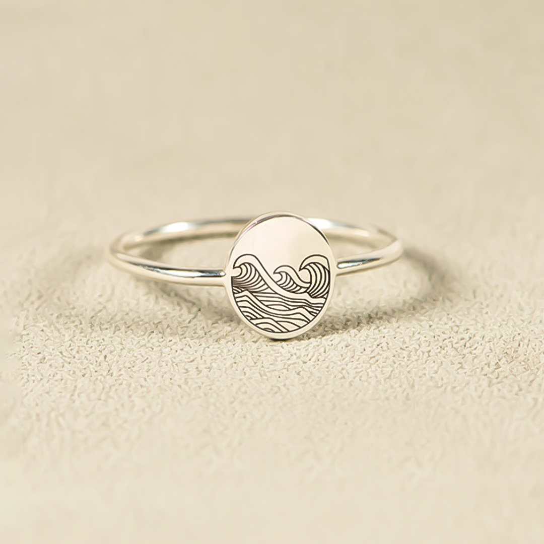 For Self -  You’ve Survived Too Many Storms To Be Bothered By Raindrops Engraved Wave Ring