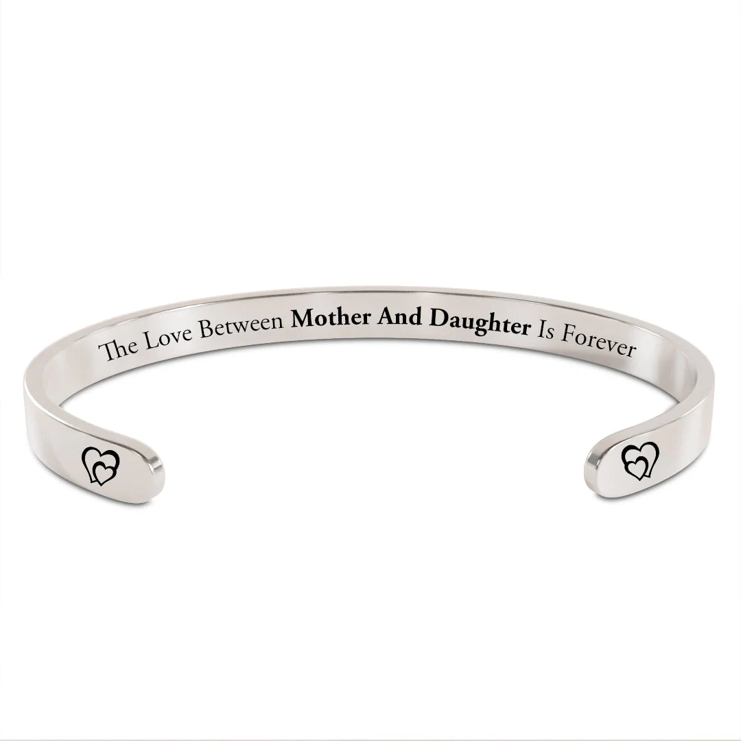 The Love Between Mother And Daughter Is Forever Double Heart Cuff Bracelet