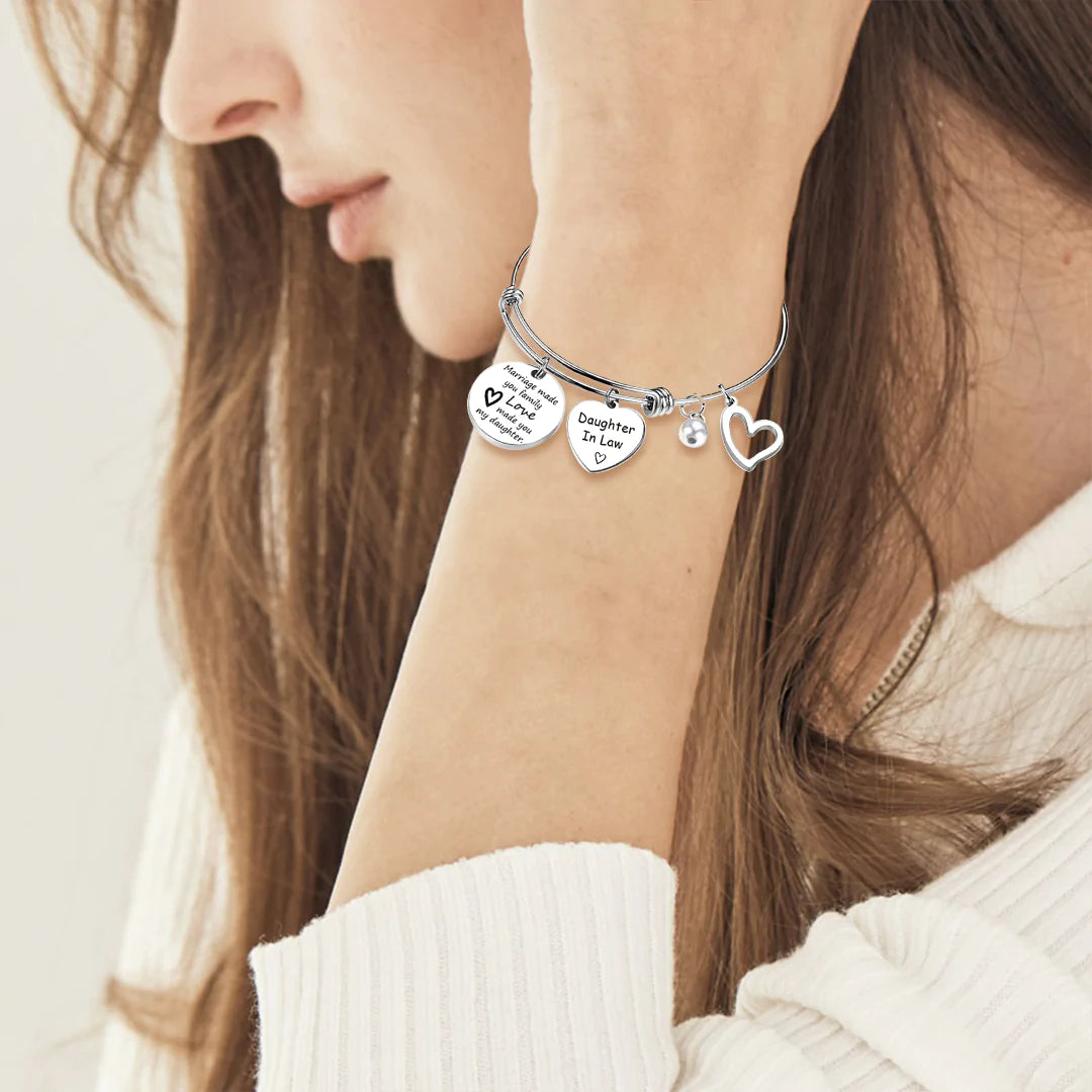 For Daughter-in-law - Marriage Made You Family Love Made You My Daughter Bangle Bracelet-37bracelet