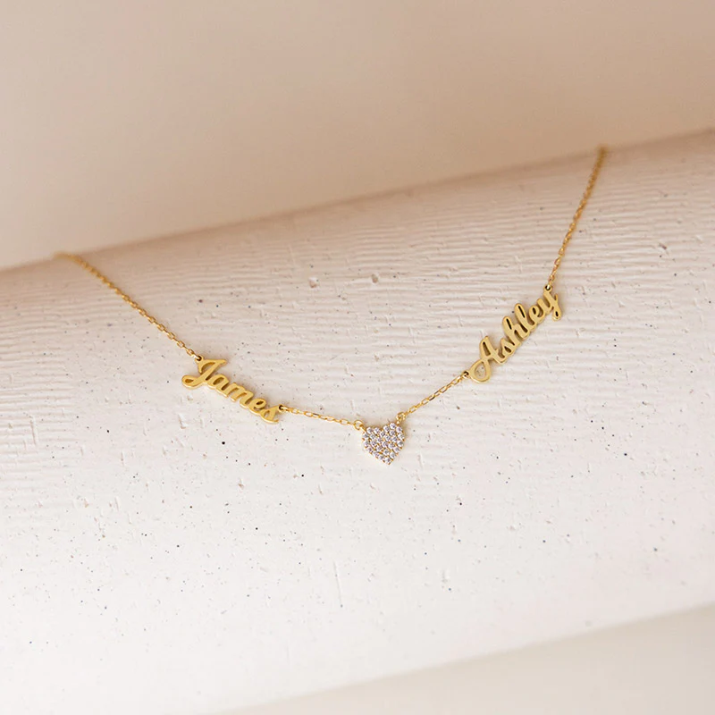 For Familys - Diamond Heart Name Custom Necklace