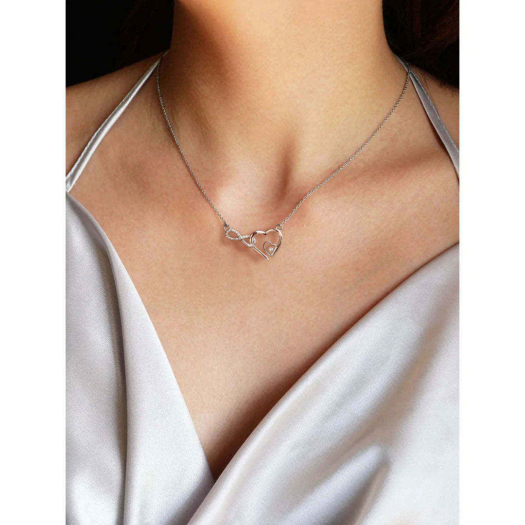 For Daughter - S925 Always Keep Me in Your Heart for You are Always in Mine Infinity Double Heart Necklace-37bracelet