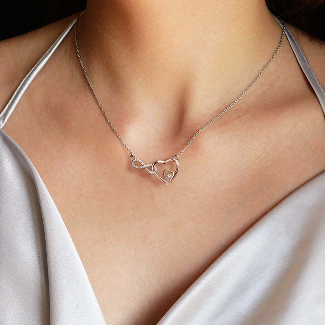 For Daughter - S925 Always Keep Me in Your Heart for You are Always in Mine Infinity Double Heart Necklace-37bracelet