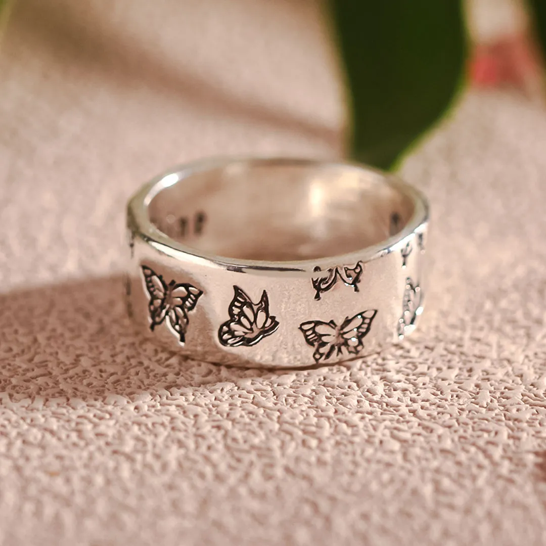 For Memorial - They Fly With Us Every Day Butterfly Ring