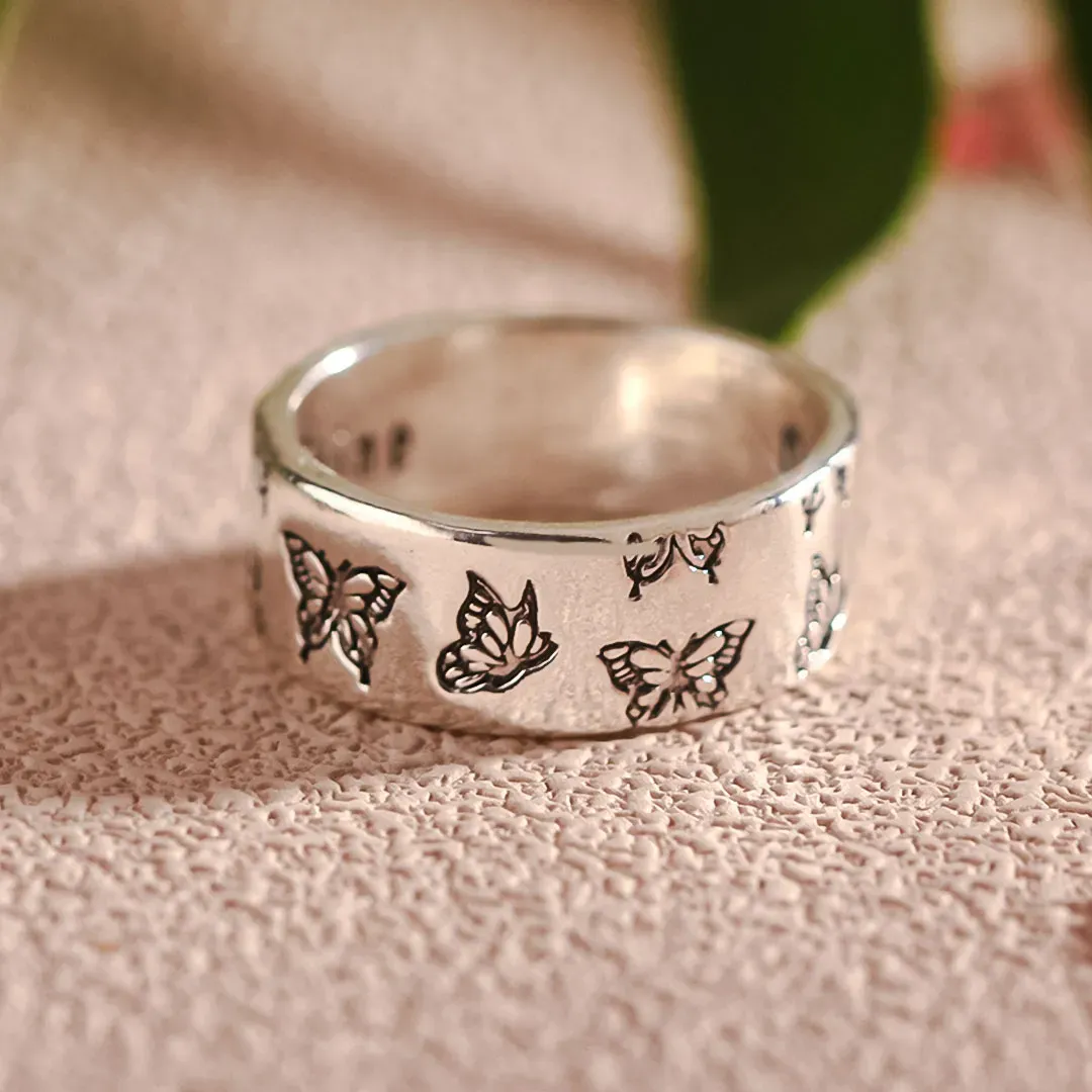 For Memorial - They Fly With Us Every Day Butterfly Ring